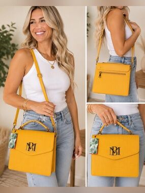 Badgley Mischka | NWT | Yellow Structured Crossbody Satchel Handbag
